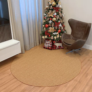 Tapete sisal Redondo 200x200 Lancer antiderrapante antialérgico para sala de estar