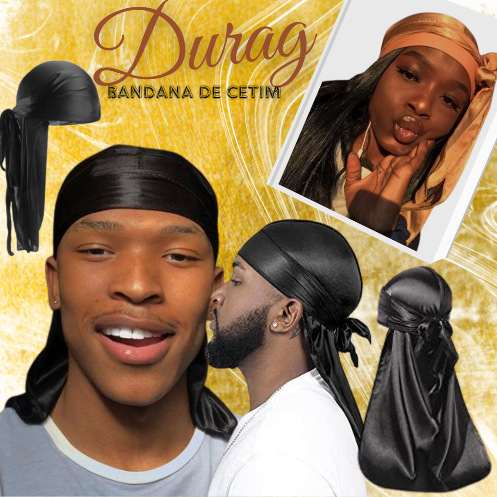 Bandana Durag Silky Cetim Waves Preta