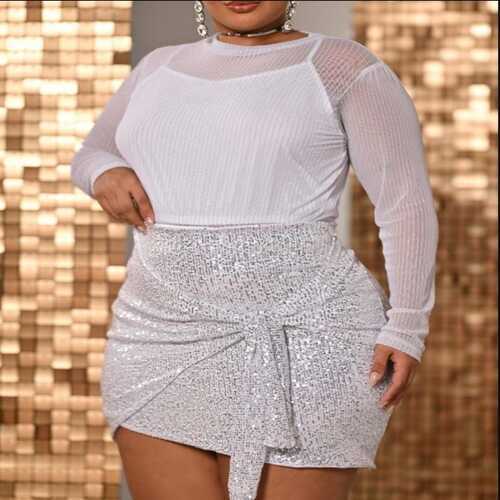 Conjunto Blusa de Tule Saia Paetê Gringa Moda Plus Size | Shopee Brasil