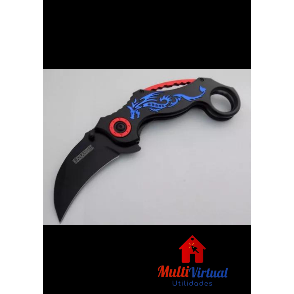 Canivete Butterfly Black Red Cs Go Trava De Mola + Bainha - Osato Shop