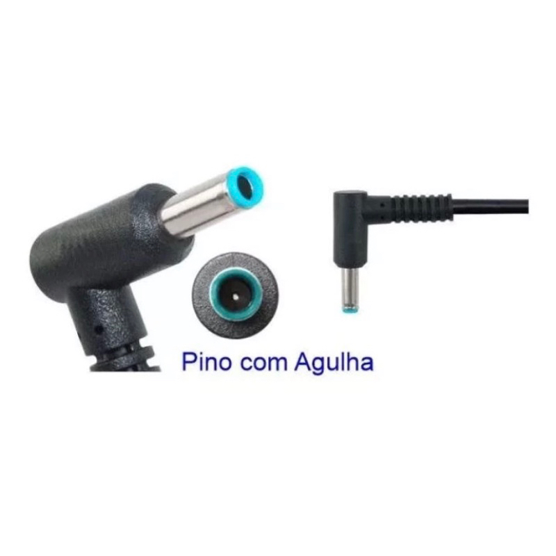 Cabo Para Carregador Notebook Reparo HP Azul 4,5 - 3.0