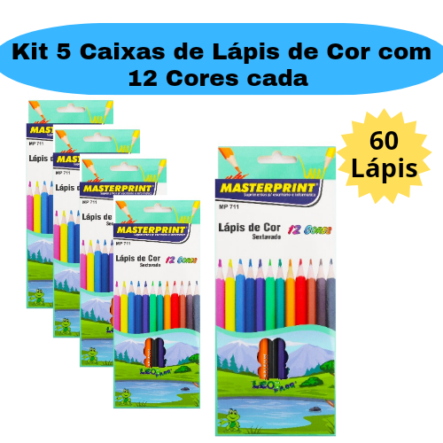 Kit Caixas De L Pis De Cor Cores Escolar L Pis Sextavado