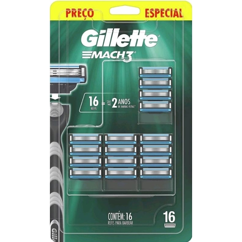 Carga Refil Masculino Gillette Mach 3 Regular 16 unidades