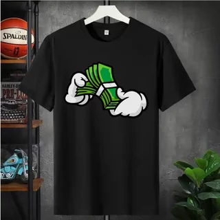 Camiseta Masculina Streetwear Algodão Premium Adulto infantil Plus Size Mão Luva Dinheiro Dolar