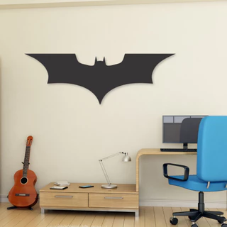 Placa Quadro Decorativo Batman Logo Modelo Straight DC Marvel Madeira MDF Com Fita Dupla Face Adesiva Preto Fosco
