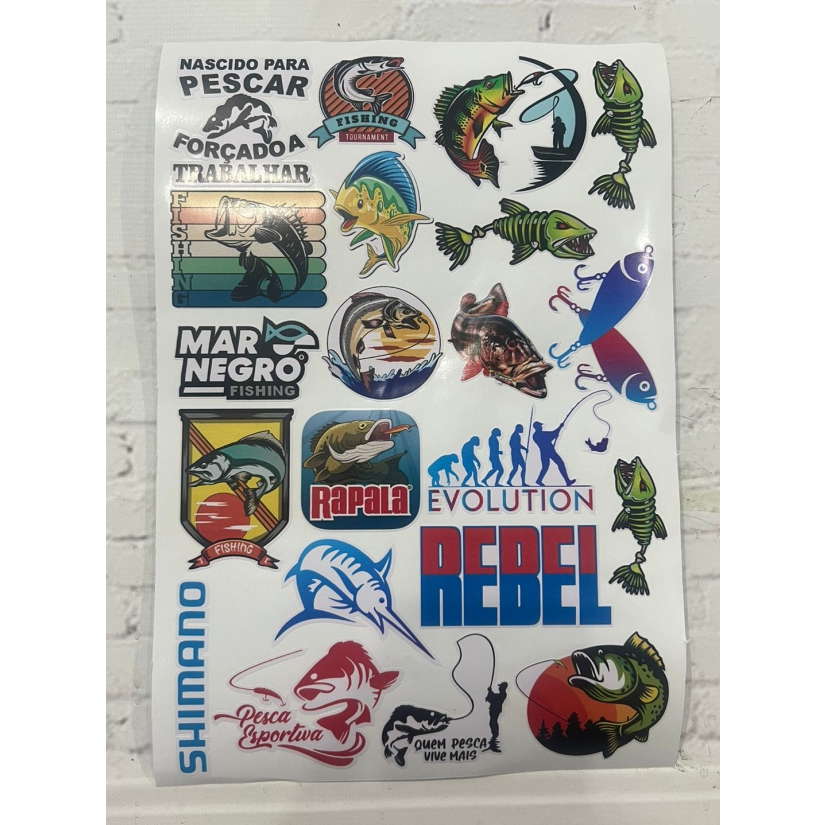 Cartela de Adesivo Barco Pesca Pescaria Peixe Pescador Carro | Shopee ...