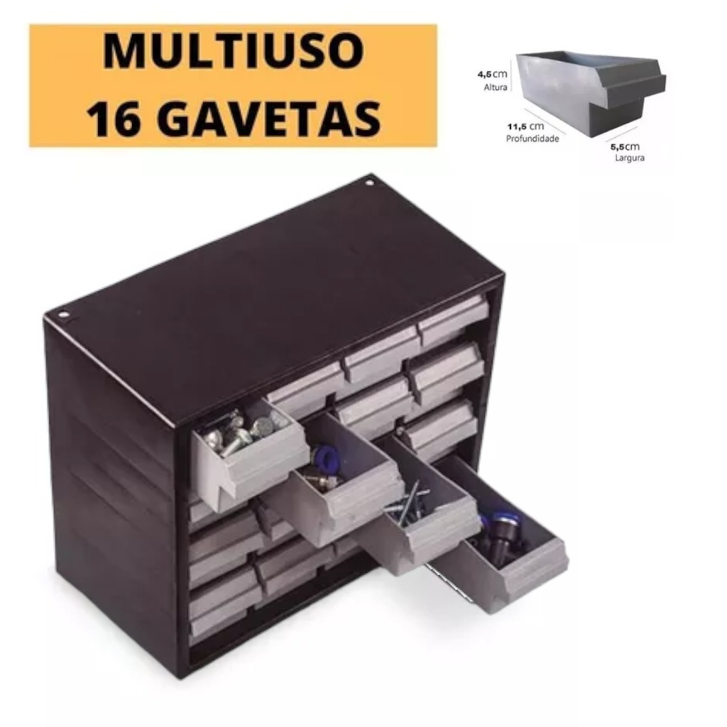 Caixa Organizador Empilhavel Gaveteiro de Plástico Com 16 Gavetas Para Objetos Joias Parafusos Pregos Multiuso Para Objetos Joias Parafusos Pregos Ferramentas Maquiagem Fios Material de Escritório