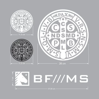 Kit 4 adesivos Medalha de São Bento grande e BF///MS para pickups