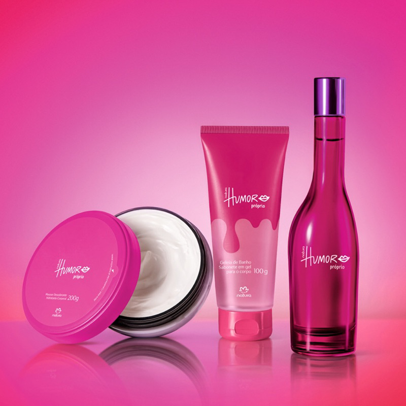 Kit Natura Humor Próprio Perfume 75ml + Geleia de banho 100g + Mousse ...