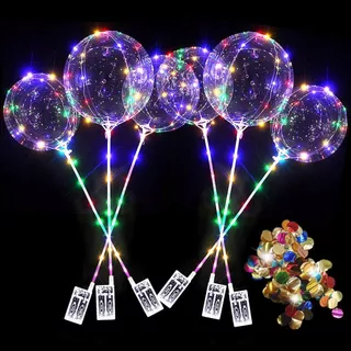 Kit 20 Balão Bubble Led 45cm Transparente Natal Festa Brinde