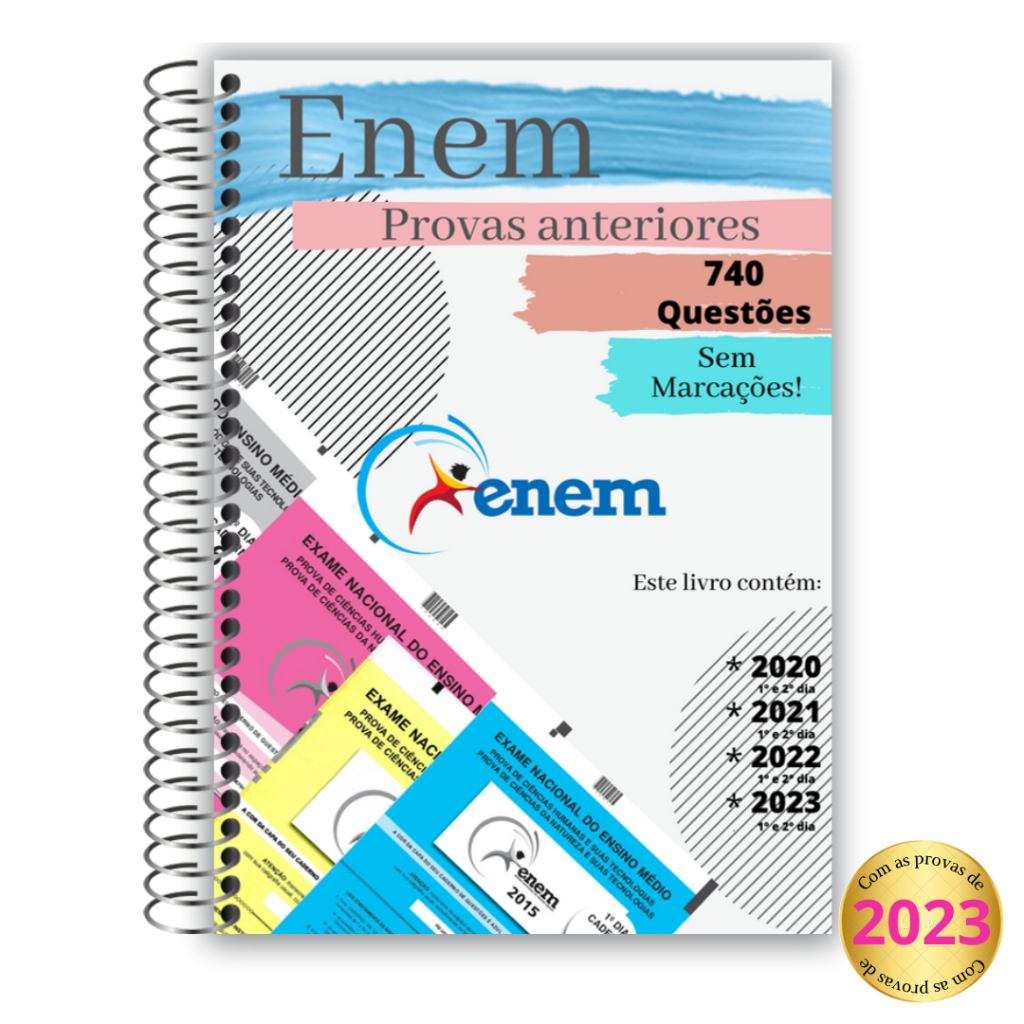 Apostila ENEM 2024 com 4 ANOS de provas + Gabaritos + Folhas de Redação