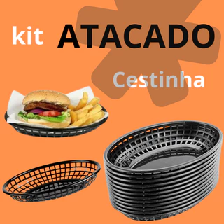 Kit Cestinha Organizadora Oval Para Servir Lanche Bar Pastelaria Fristas Porção Kit 20 Peças