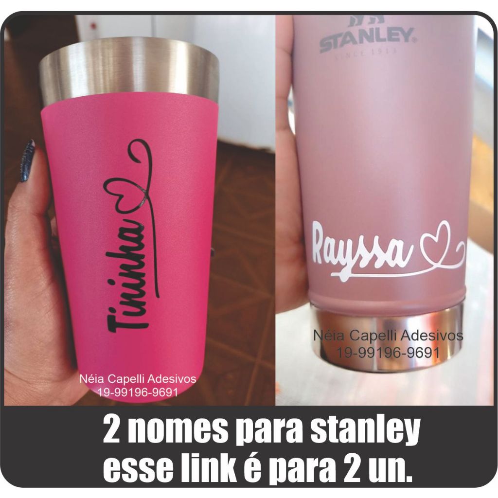Adesivos para caneca Stanley * 2 unidade * envie os nomes e cor no bate ...