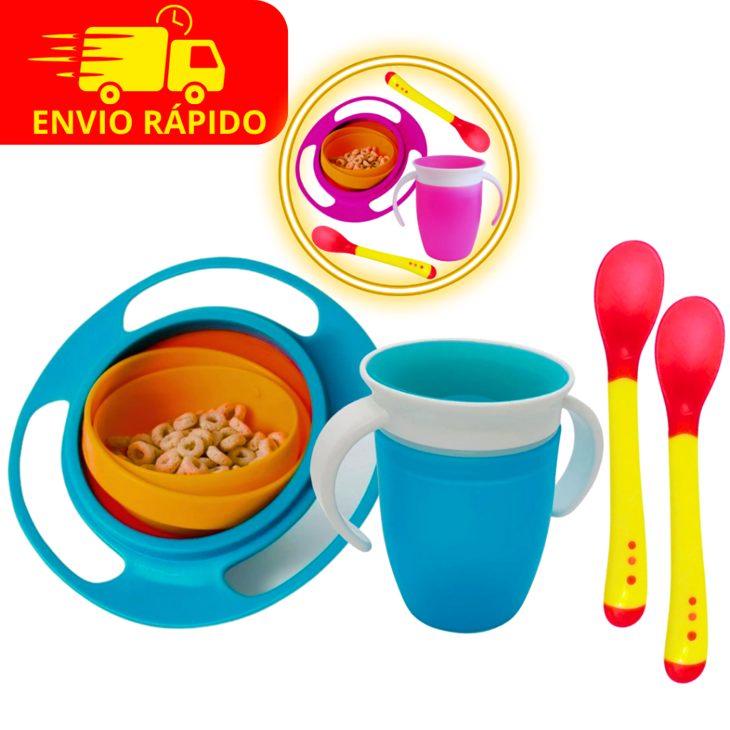 Kit Refeição Introdução Alimentar Infantil Prato e Copo 360 e 2 ...