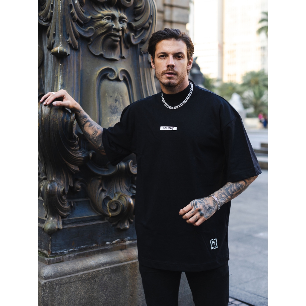 gola alta camisas oversized masculina