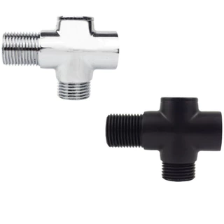 Desviador Redondo Metal CROMADO ou PRETO FOSCO com Entrada e Saída de Água de ½" Chuveiro Ducha ( ESCOLHA COR )