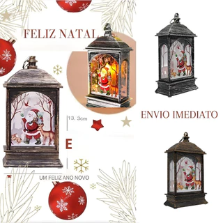 Decoração Led Enfeite Natalino Lamparina Clássico Natal Papai Noel Na Cor Prata ou Bronze