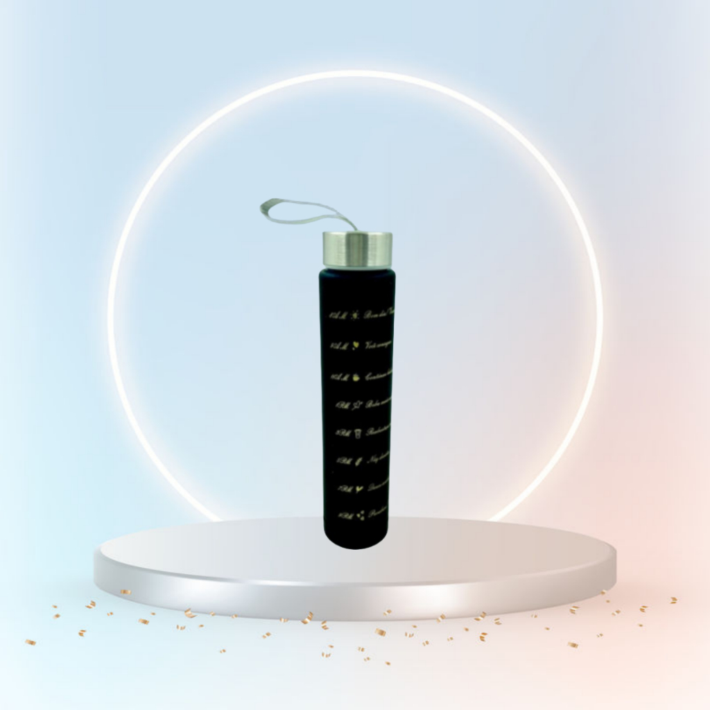 Garrafa De Água Squeeze Motivacional PRETO 300ML Adesivos 2D e 3D Academia Escola Treinos Antivazamento Multiuso