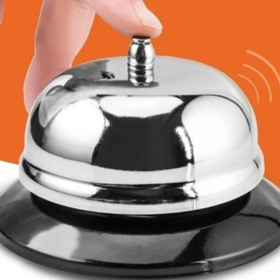 Sino Campainha de Mesa para Restaurantes Lanchonetes 8,5x6cm Som Alto Metal Resistente Universal