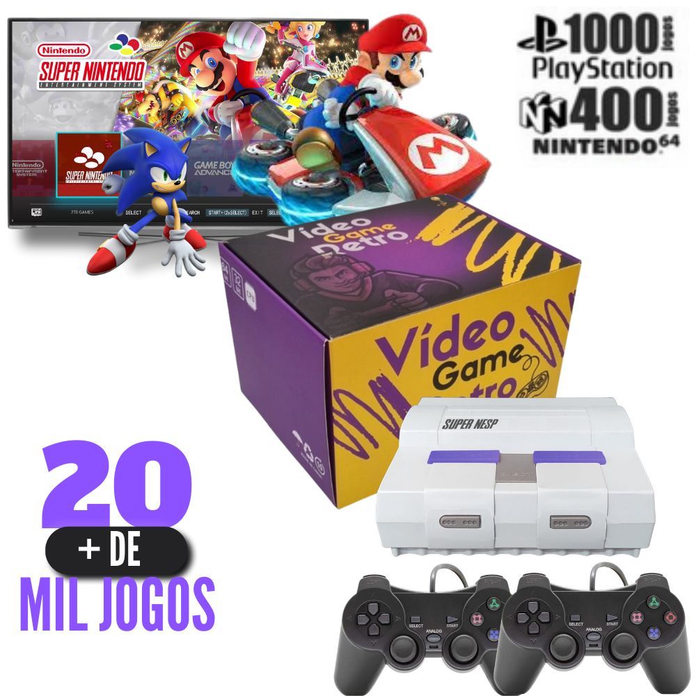 Vídeo Game Retro 20.000 Jogos + 2 Controles + 600 Jogos PS1