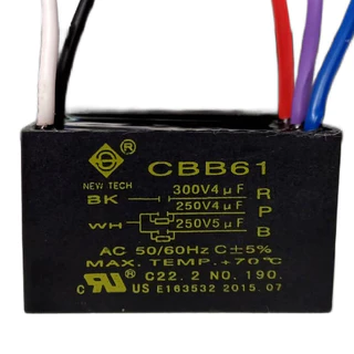 Capacitor Quadrado 5 Fios P/ Ventilador Arno 4uf + 4uf + 5uf