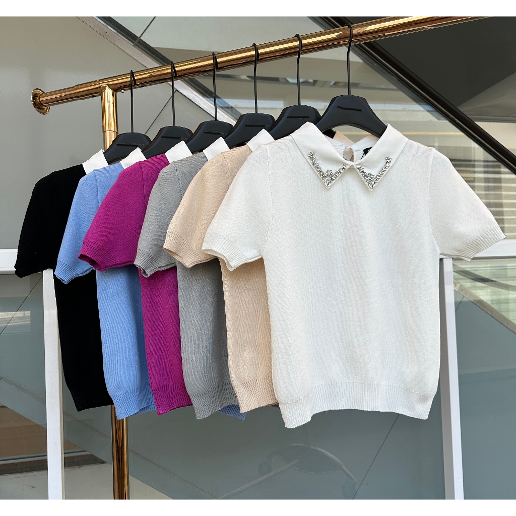 Blusa Modal Com Gola Bordada Em Pedrarias COD 8015