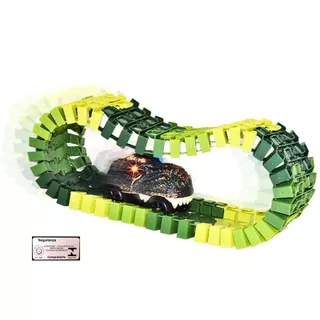 Pista Dinossauro Track Maluca 46 Pecas DM Toys Acompanha Carrinho com Luz Brinquedo Recreativo