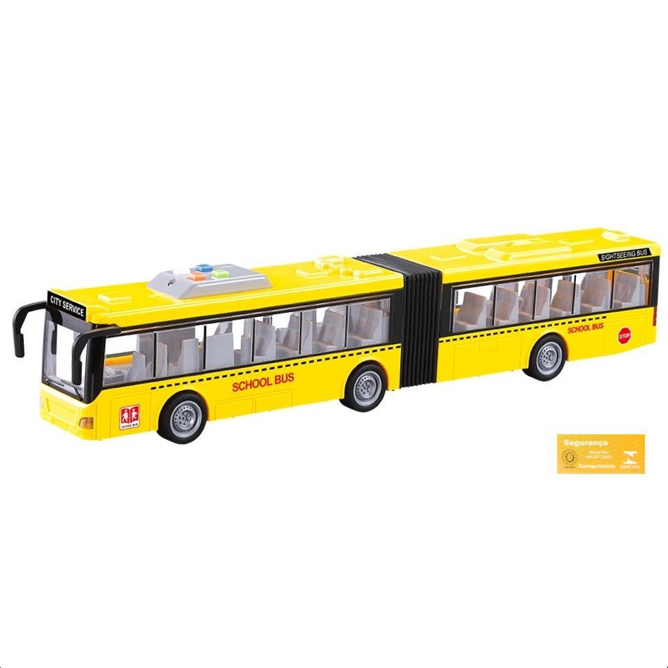 Big Onibus Friccao com Luz e Som DM Toys Articulado Portas Abrem