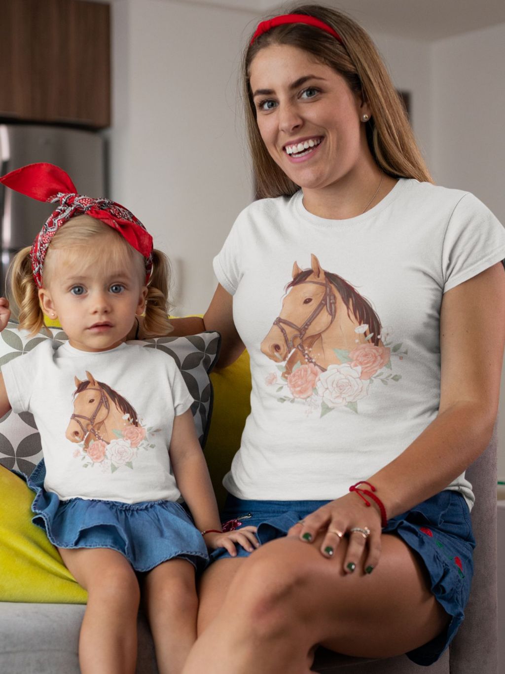 Kit Camisetas Country Cavalo Flores Tal Mãe e Filha Camisa Blusa