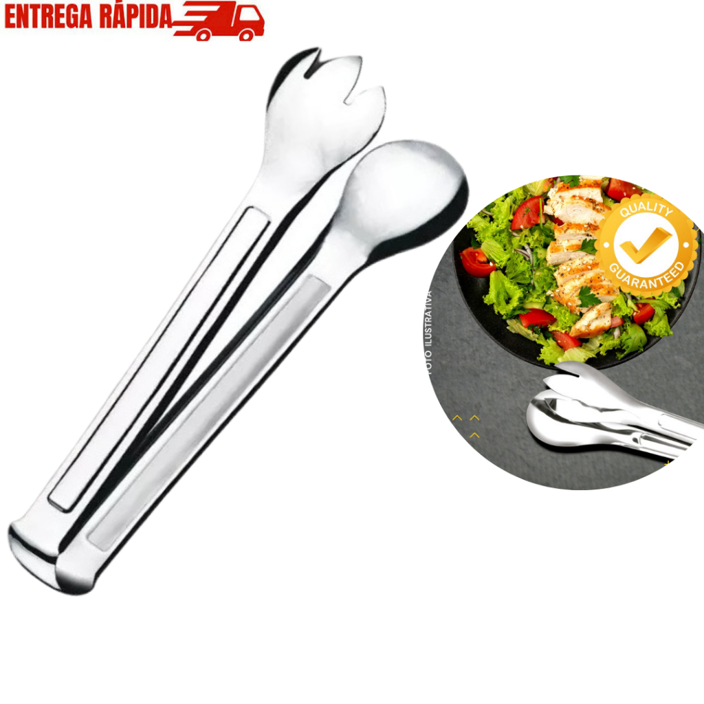 Pegadores Multiuso Pegador Massa Macarrão Salada Cozinha INOX 28cm