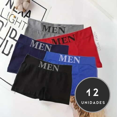 Kit 12 Cuecas Boxer Microfibra Adulto Premium