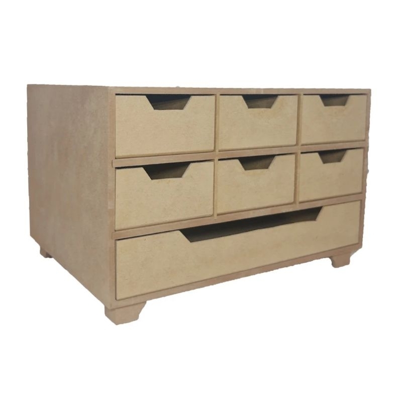 Comoda Retangular Sulfite 7 Gavetas 33cm Mdf Madeira