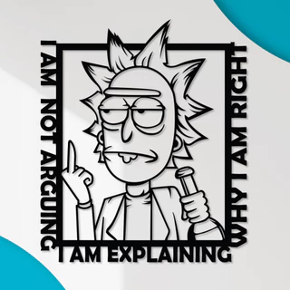 Quadro Decorativo Vazado Rick And Morty MDF 3mm Preto Fosco