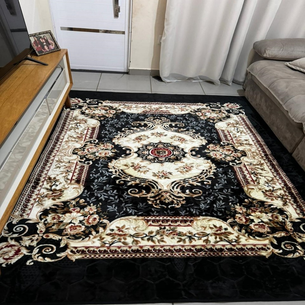 Tapete Sala Indiano Estampado Veludo Macio 2,0x1,40m Luxuoso Aveludado