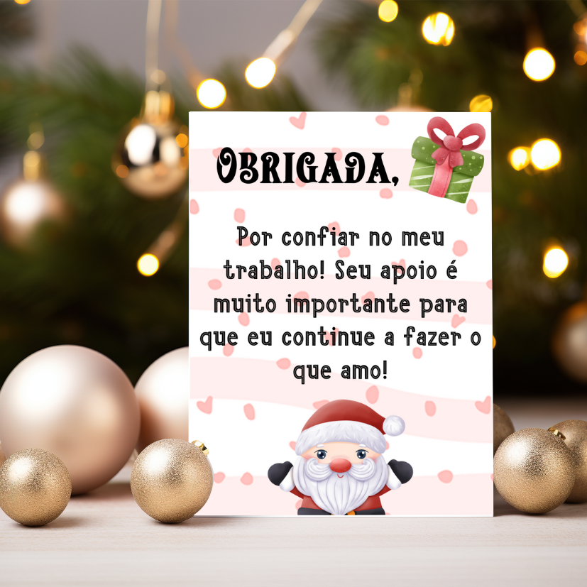 50 Cartões de Agradecimento Cliente Natal Personalizado Frente e Verso ...