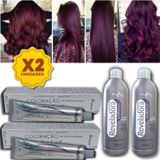 Obtenha o Dobro de Tinta Marsala com 2 Unidades de Coloração e 2 Unidades de OX 20v 90 ml Mairibel | Tom 66.26 Vinho Marsala