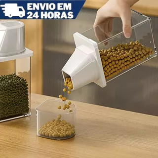 Pote De Plástico Hermético Para Cereais com Copo Medidor 1,2ML e 850ML