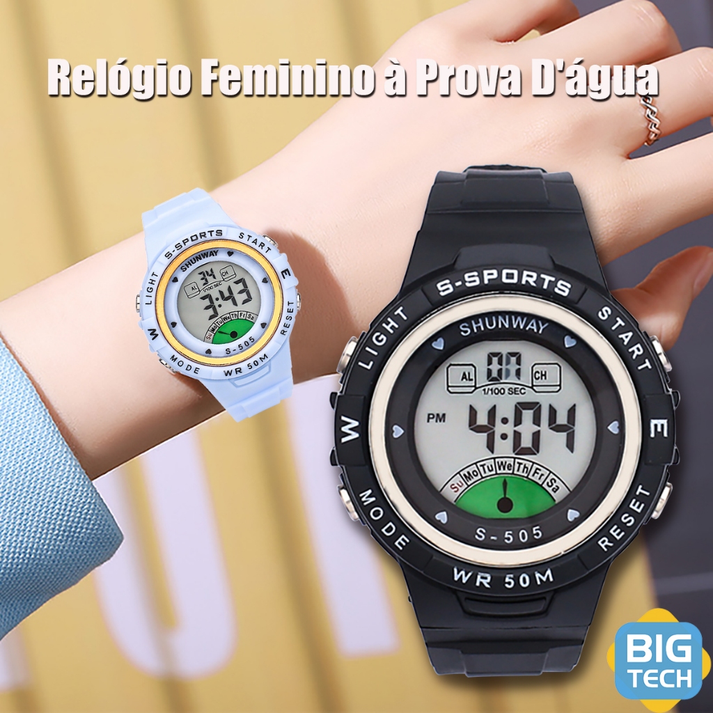 Relogio Relógios Femininos Pulso A Prova D Água Digital Infantil Esportivo Luxo Lindos Cronômetro Led Original S505