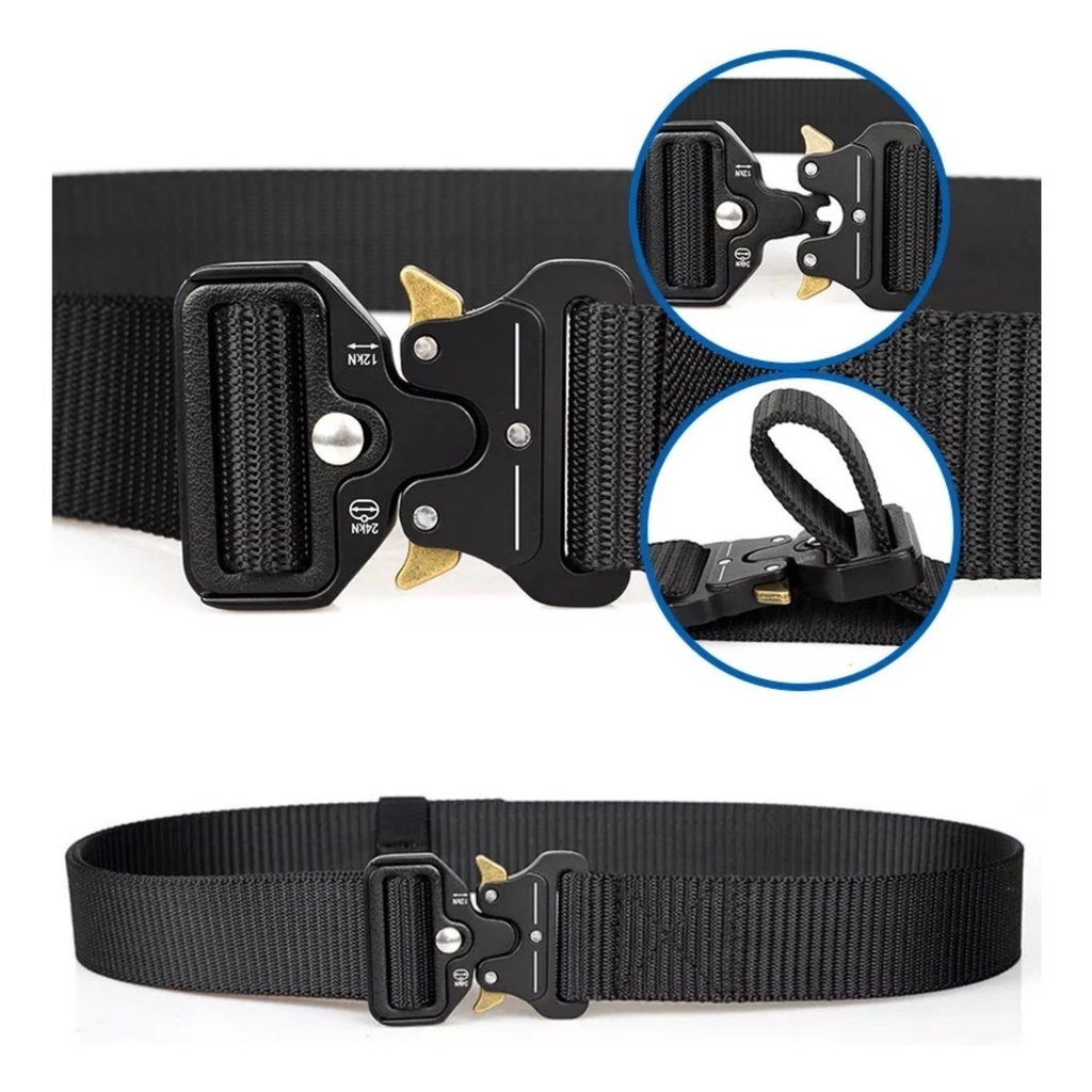 Cinto tático Militar Largo Masculino Nylon Fivela Liga de Zinco e Engate Rápido