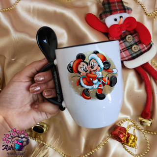 Caneca Personalizada Mickey/Minnie de Natal - Com nome!
