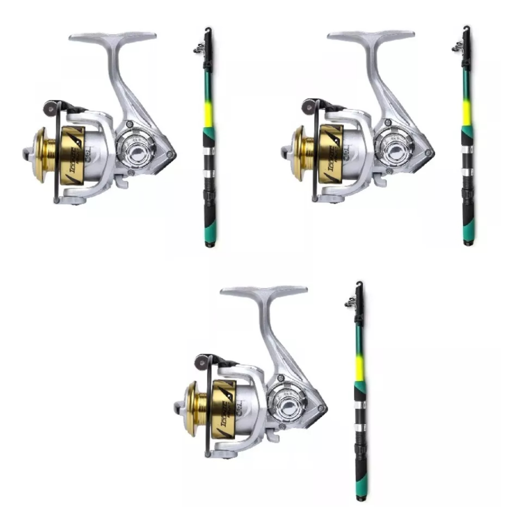 Kit Pesca 03 Molinetes Maruri Iconic 800 Ultra Light 7 Rolamentos + 03 ...