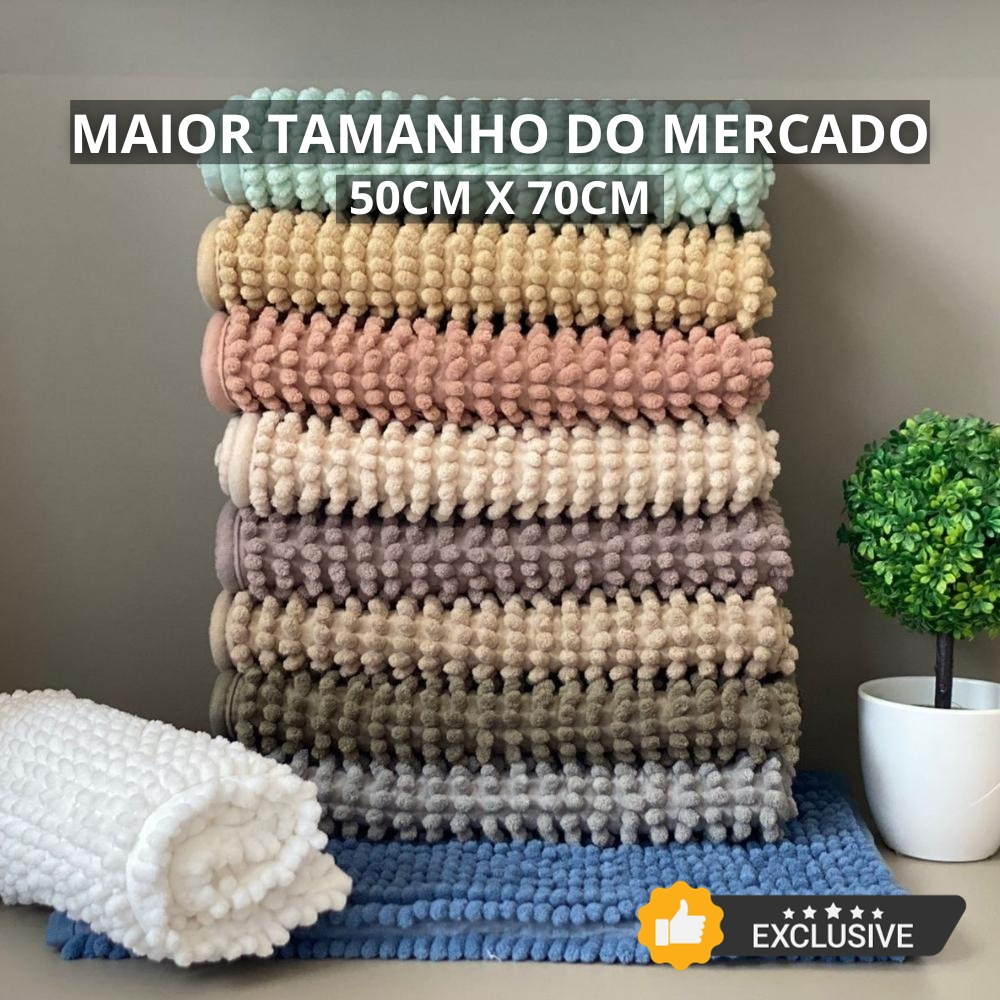 Tapete Atoalhado Dedinho Bolinha Antiderrapante 50x70