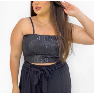 Top faixa paetê Plus size