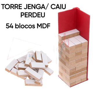 TORRE JENGA Caiu Perdeu 54 peças com Suporte em Madeira Jenga Torre de Madeira Terremoto Torre de Equilibrio Brinquedo para Pais e Filhos