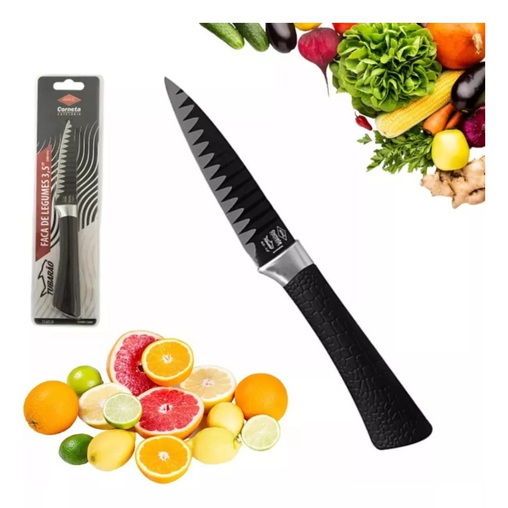 FACA DE LEGUMES DE INOX 3,5'' CABO PLASTICO TUBARAO NA CARTELA