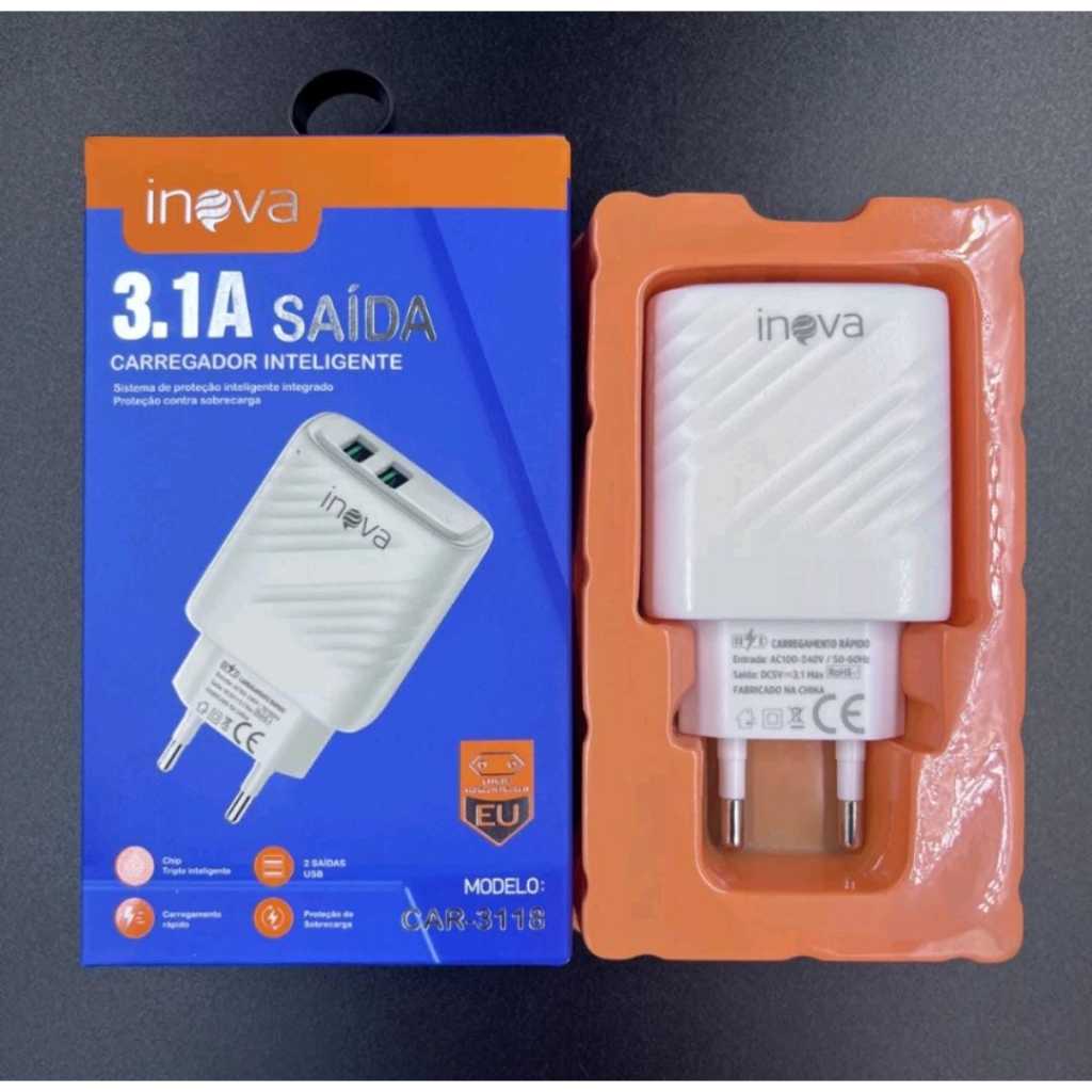 Carregador Celular 2 Entradas Usb Fonte Tomada 31a Rápida Inova Shopee Brasil 7695