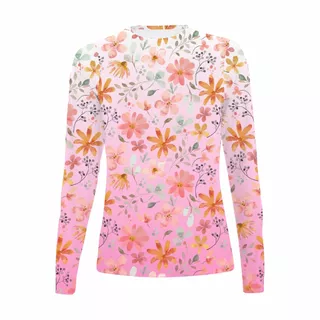 Camiseta Uv 50+Feminina Estampa Floral Caminhada Térmica Proteção Solar Segunda Pele
