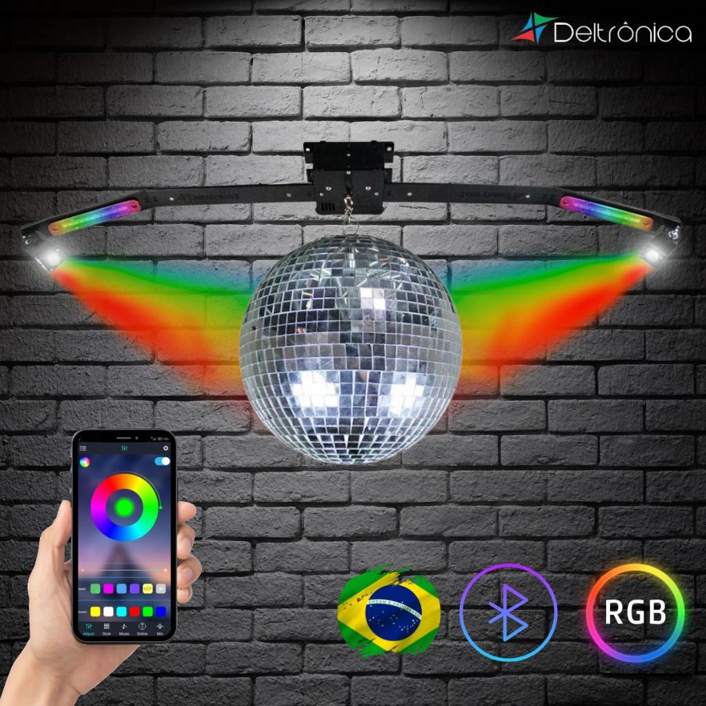 Kit Discoteca Rgb Globo 30cm Deltrônica 2 Canhões Strobo Led | Shopee ...