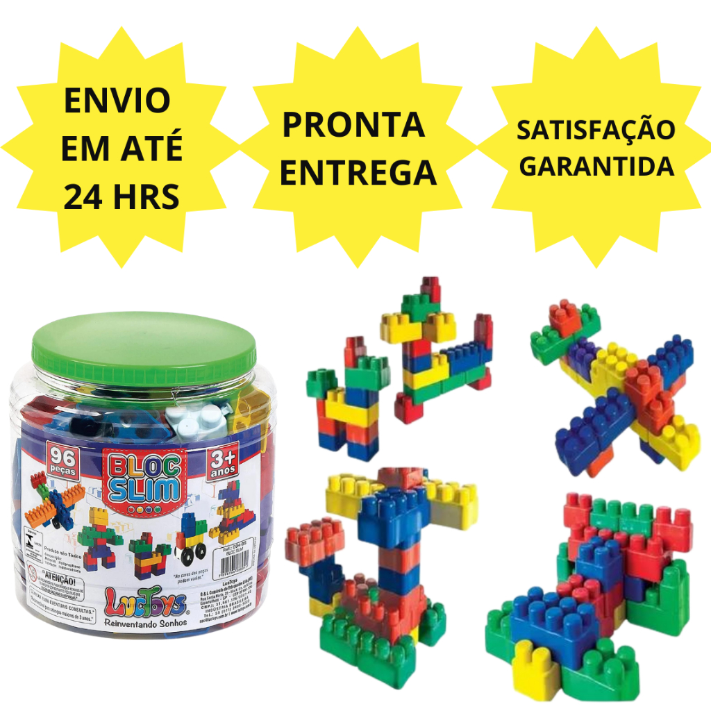 Blocos de Montar Com 96 Peças Brinquedos Educativos Didatico Para ...
