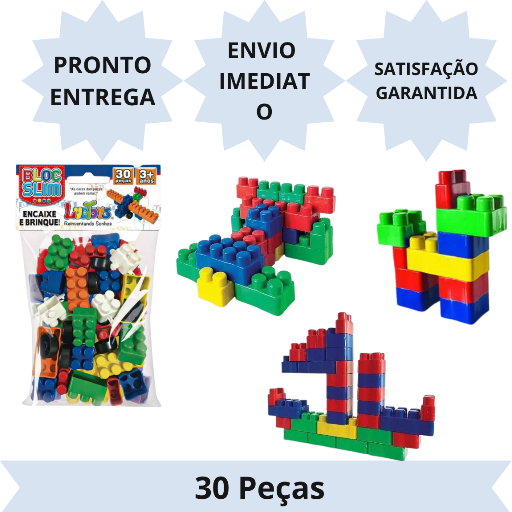 Jogos Blocos de Montar Com 30 Peças Brinquedos Educativos Didático Para ...